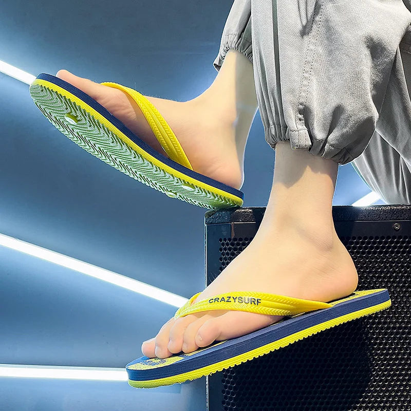 Outdoor Men Beach Flip Flops Sandals Summer Seaside Male Travel Water Slippers Yellow Orange Adult Sandals Slides
