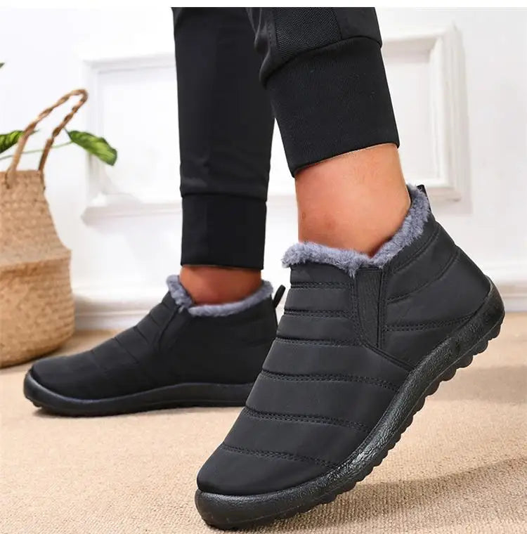 Men's Winter Waterproof Warm Fur Shoes Comfortable Sneakers Male Slip-On Shoes
