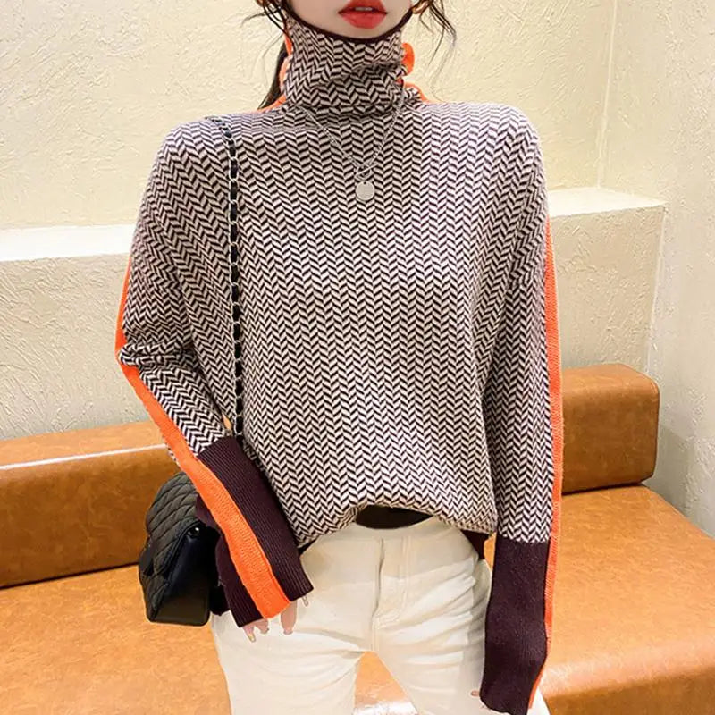 Women's Turtleneck Sweater Knitted Simple Soft Top Slim Warm Jumper Pullover Basic Female Sweaters