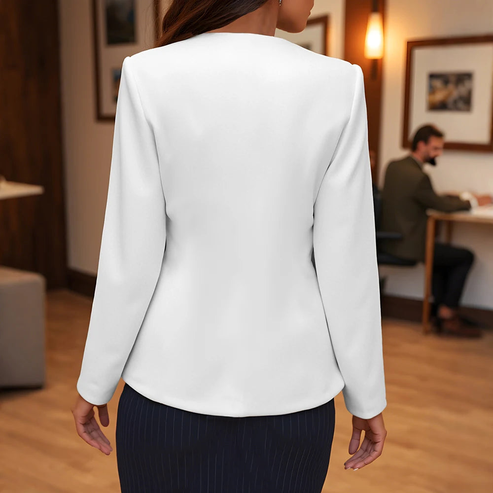 Autumn Summer 2025 Jackets Fashion Daily Solid Colour Long Sleeve V-Neck Skinny Fit Jackets For Women
