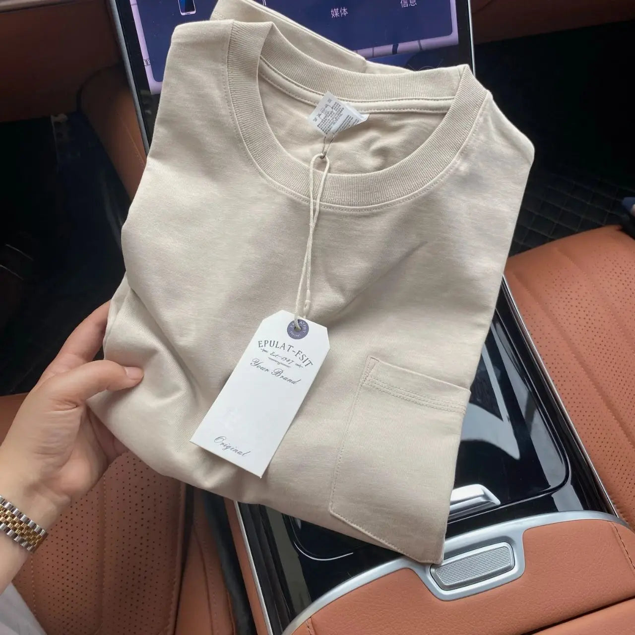 2025 Summer New Japanese Retro Short Sleeve O-neck Solid Color T-shirt Men's Heavyweight 100% Cotton Washed Casual Pocket Tops