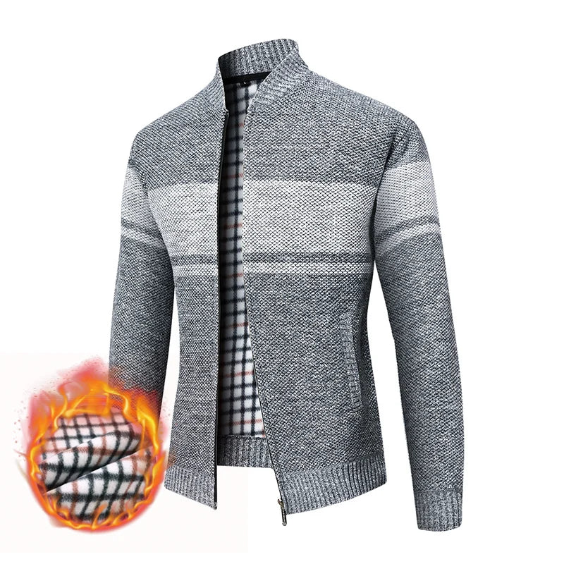 Men's High Quality Thick Plus Velvet Brand Casual Fashion Baseball Collar Classic Jacket, Zipper Warm Windbreaker Male Coats