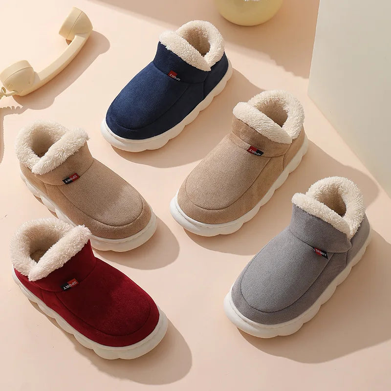 Men's Winter Cotton Indoor and Outdoor Shoes Non-Slip Fully Warm Cosy Platform Fuzzy House Slippers