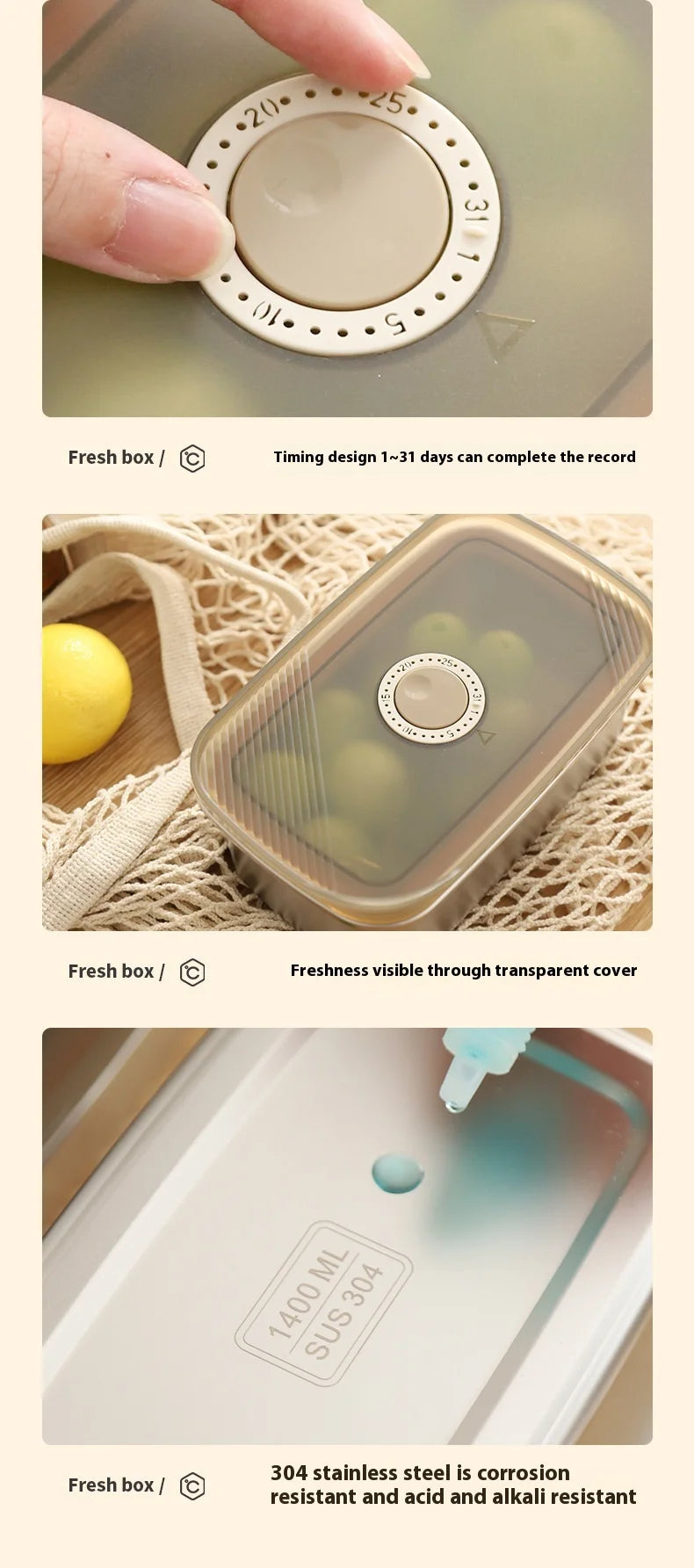 304 SS luchtdichte lekvrije containers, BPA-vrij - koelkast/vriezer/magnetronbestendig, stapelbaar - Home/Keuken Lunchbox Fruit/Maaltijden
