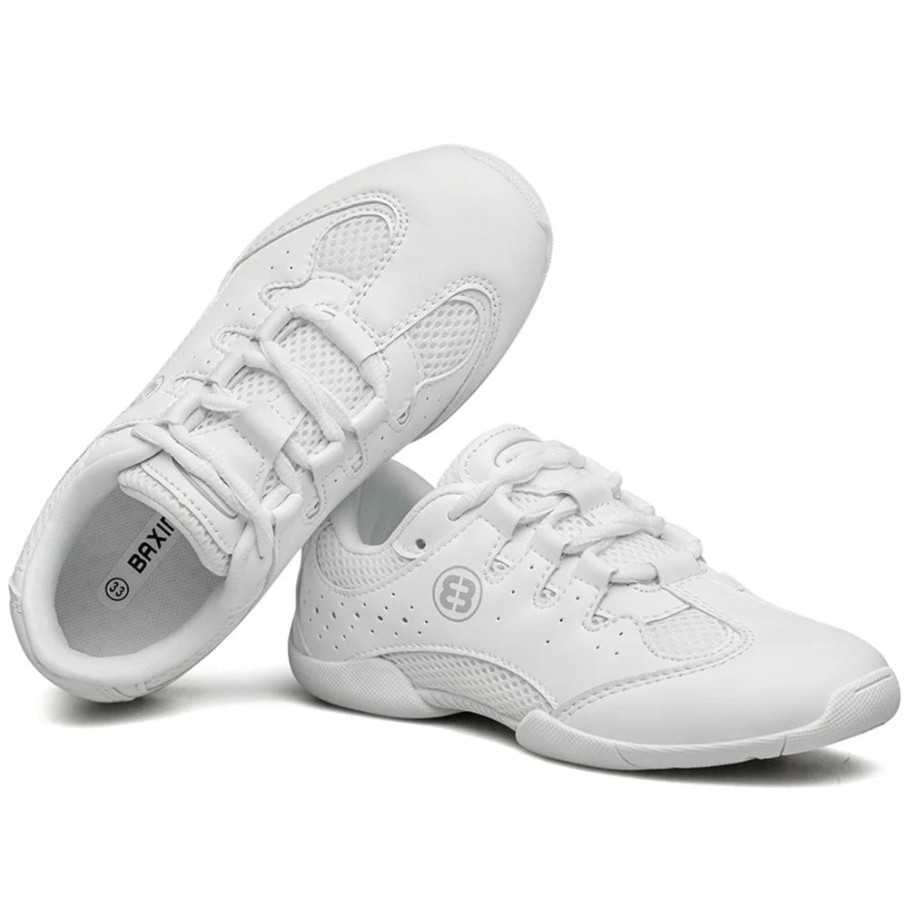 Girls White Cheerleading Shoes Lightweight Youth Cheer Competition Sneakers Kids Breathable Training Dance Tennis Shoes