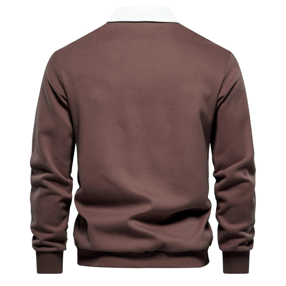 Autumn Fashion Design Polo Neck Sweatshirts For Men Casual and Social Wear Quality Cotton Sweatshirts