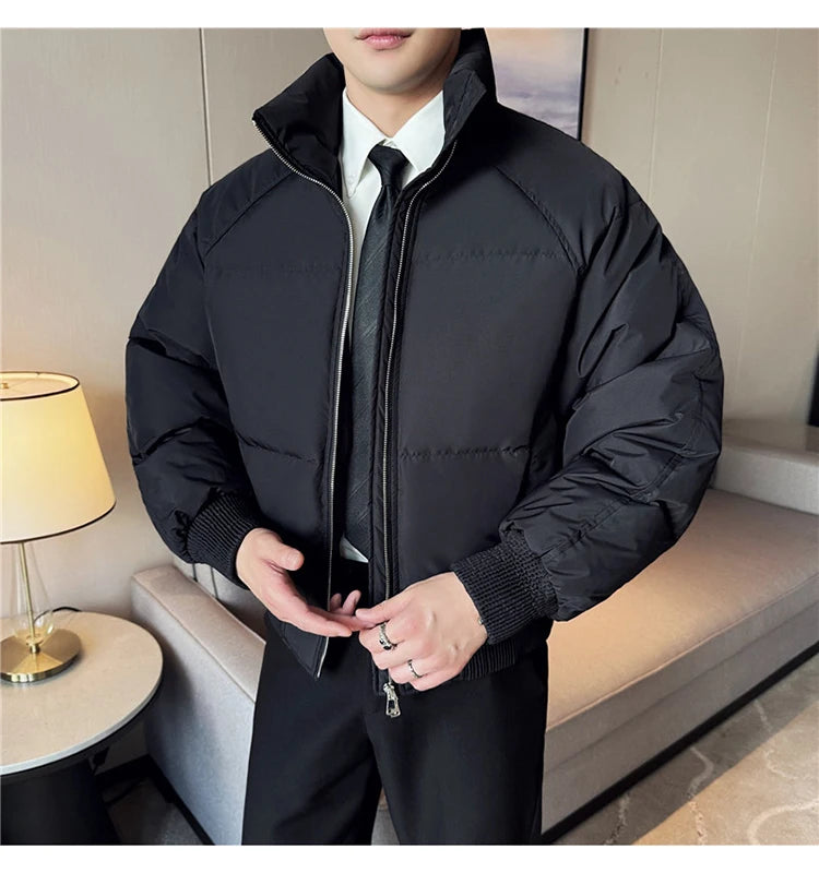 Men's Loose and Casual Thickened Down Jacket With Stand-Up Collar, Suitable For Daily Commuting, Autumn, Winter, and Leisure