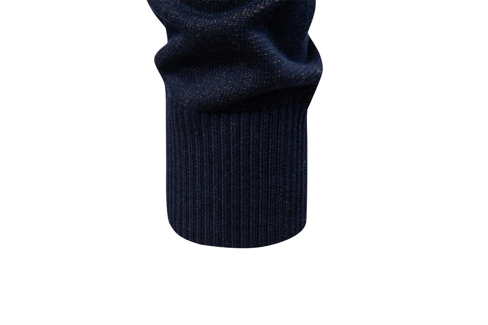 Men's Contrast Colour Sweater Striped Crewneck Pullover Warm Knitted Cotton Blend Luxury Winter Male Sweater
