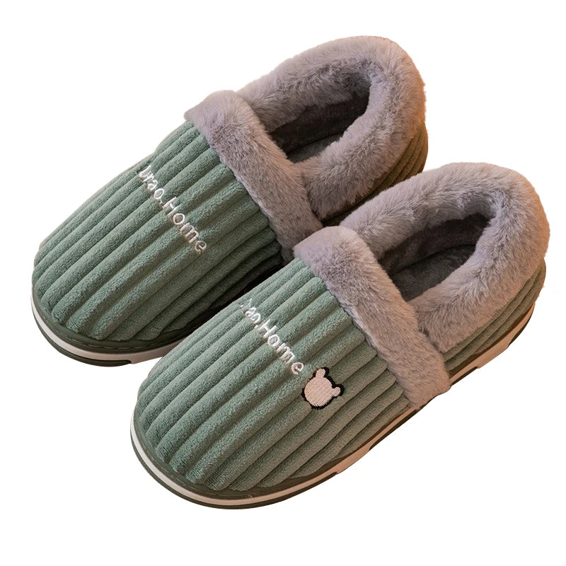 Unisex Warm Plush Winter Slippers Indoor Furry Fluffy Cotton Slides Suitable As Comfortable Home Bedroom Shoe For Men & Women