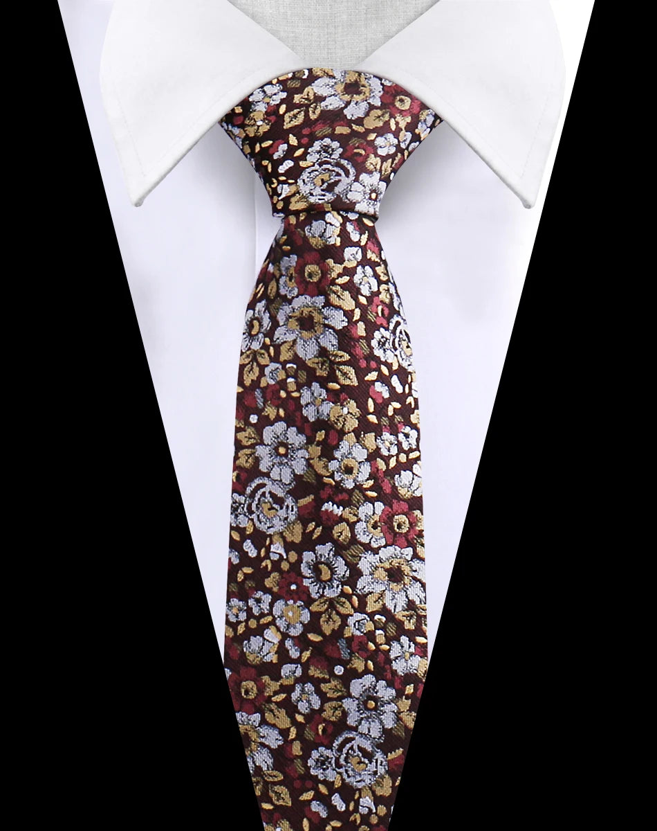 Heren luxe Paisley stropdas met bloemenprint in bruiloftsstijl, zakelijke stropdas van polyester, 146 x 7,5 cm, cadeau voor volwassen mannen.