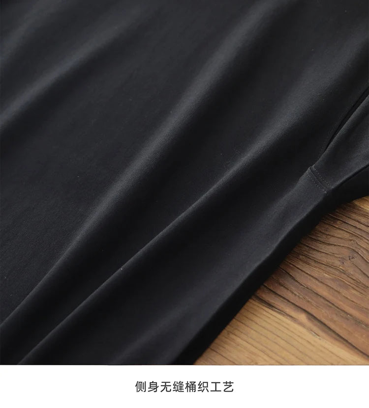 2025 Summer New American Retro 245G Short Sleeve O-neck Solid Color T-shirt Men's Fashion Simple 100% Cotton Washed Casual Tops