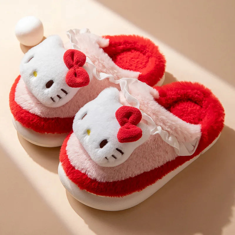 Kids' Slippers House Shoes Kuromi Cartoon Winter Shoes Warm Anti-Slip Soft Bottom Shoes For Girls Size 24-41