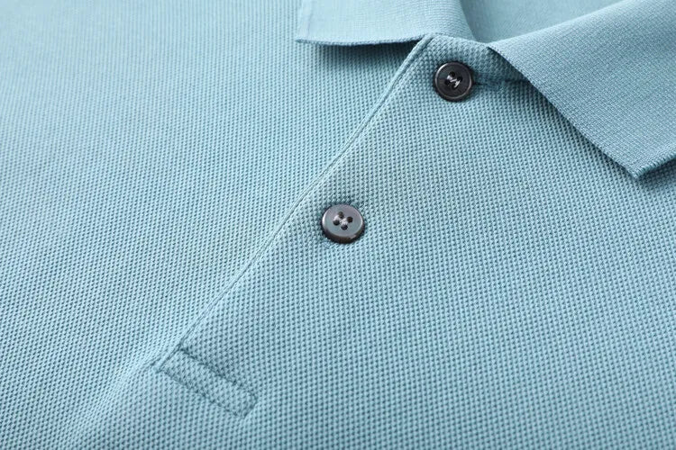 Men's 100% Cotton Polo Shirt, Four Seasons Universal Leisure Long Sleeve, Breathable Lapels T-shirt, Perfect and Durable for Golf Sports