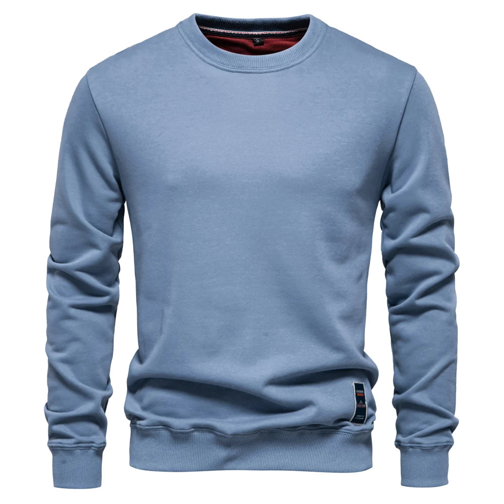 Men's Cotton-Blend Crew Neck Solid Colour Sweatshirts Pullover Casual Sport Sweatshirt for Men