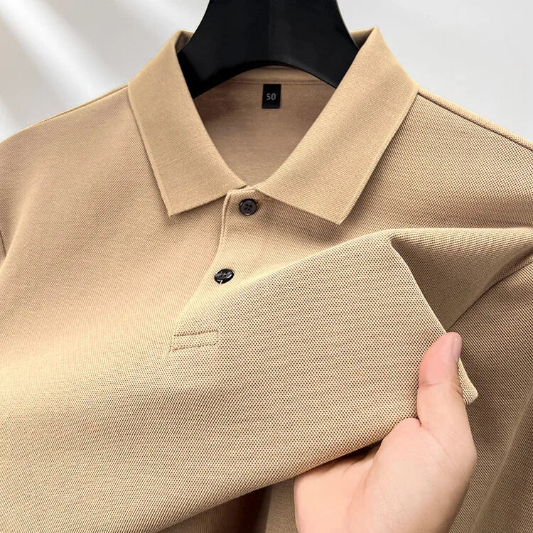 Men's 100% Cotton Polo Shirt, Four Seasons Universal Leisure Long Sleeve, Breathable Lapels T-shirt, Perfect and Durable for Golf Sports