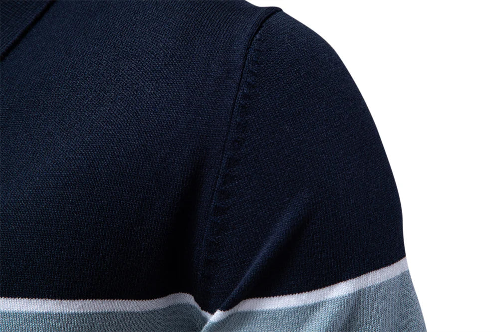 Men's Athletic V-Neck Colour Block Polo Shirt Social Event Polo Shirts for Men Contrast Sport Slim Fit Polo