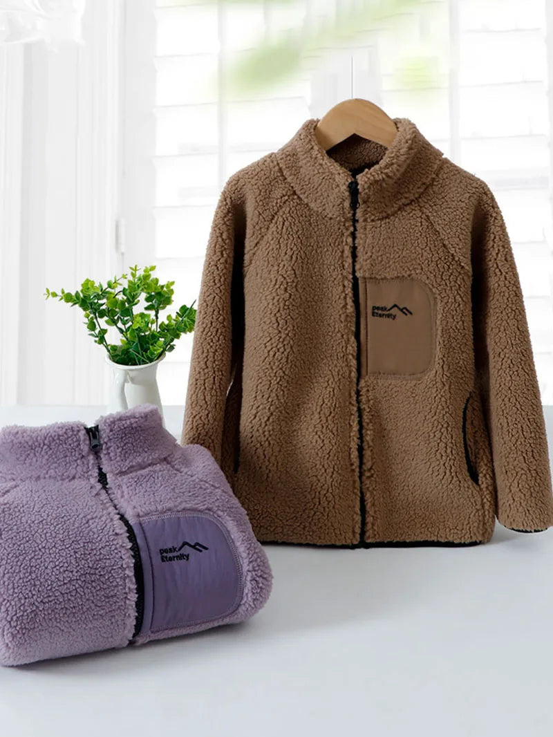 Children's Winter Warm Thicken Jacket Patch Letter Fleece Padded Coat Korean Loose Kid's Outwear 4-12T