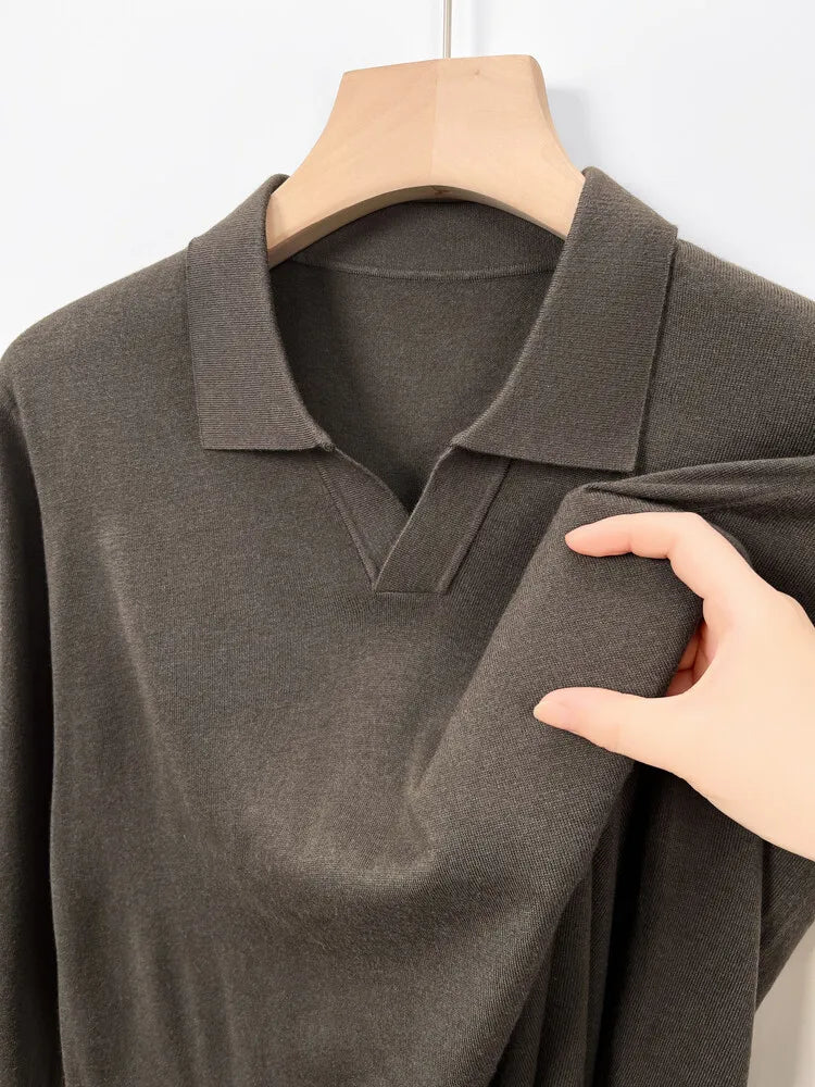 Men's Pullover Sweater With V-Neck, Business Casual Warm Polo, Male High Quality Cashmere Sweater