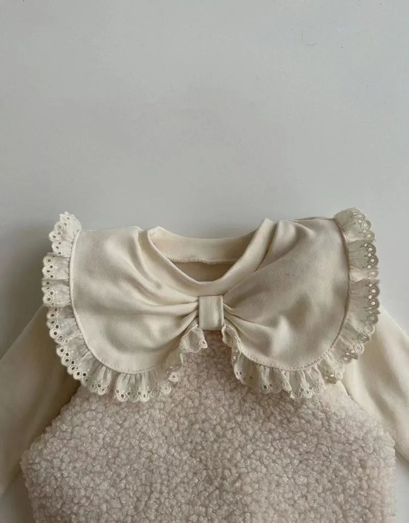 Herfst Baby Kant Bottoming Shirt Peuter Schattig Bloem Strik Kraag Basis Shirt Baby Dunne Lange Mouwen Meisjes Tops 1-3Y Meisjes