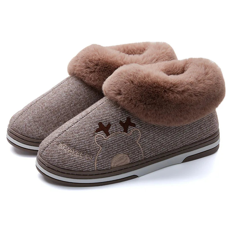 Unisex Warm Plush Winter Slippers Indoor Furry Fluffy Cotton Slides Suitable As Comfortable Home Bedroom Shoe For Men & Women