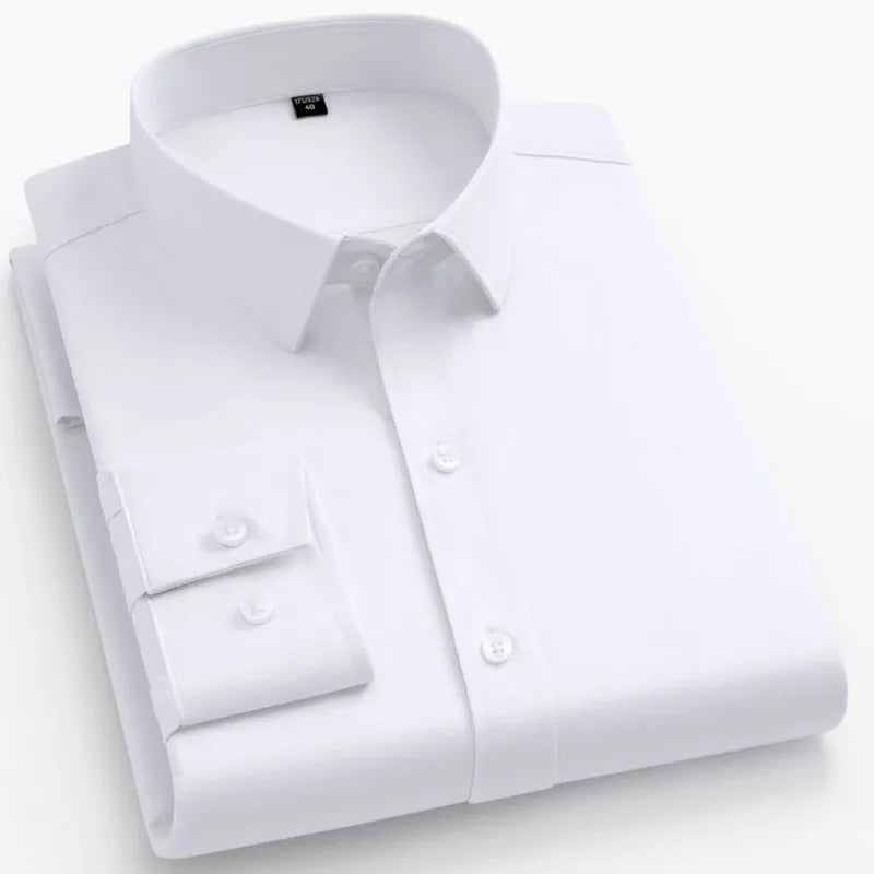 Non-iron Solid Office Shirts for Men Latest Anti-wrinkle Comfort Soft Business Without Pocket Smart Causal Purple Slim Fit Blous