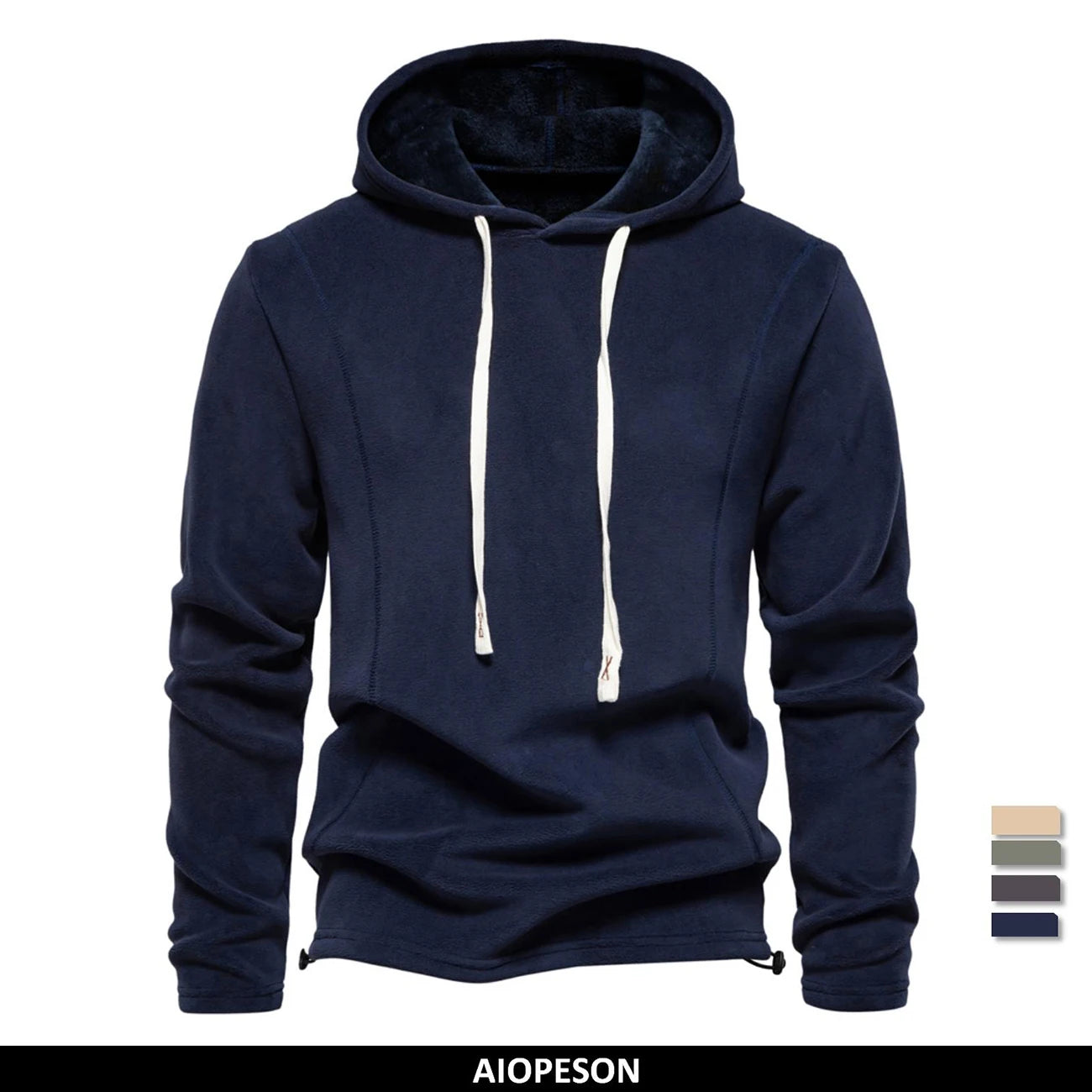 Herren Winter Solid Fleece Hoody Hochwertiger warmer Casual Kordelzug Hut Sweatshirt Softshell Hoodies für Männer
