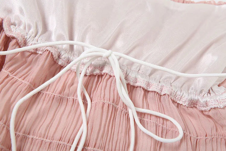 Sexy See-Through 2 Piece Set Women Lace-Up Halter Backless Crop Tops + Ruched Elegant Skirts Vacation Beach Party Suits