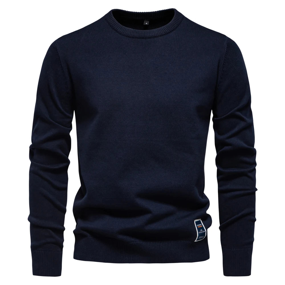 Men's Solid Cotton Crew Neck Knitted Pullover Sweaters Casual Fashion Classic Sweater for Men