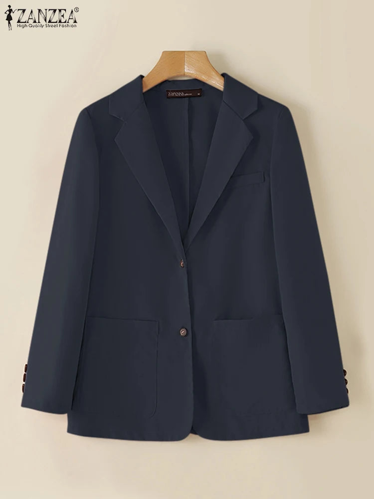 Office Wear Fashion Tops Long Sleeve Elegant Korean Style Women Suit Jackets Streetwear Notched Lapel Casual Blazer