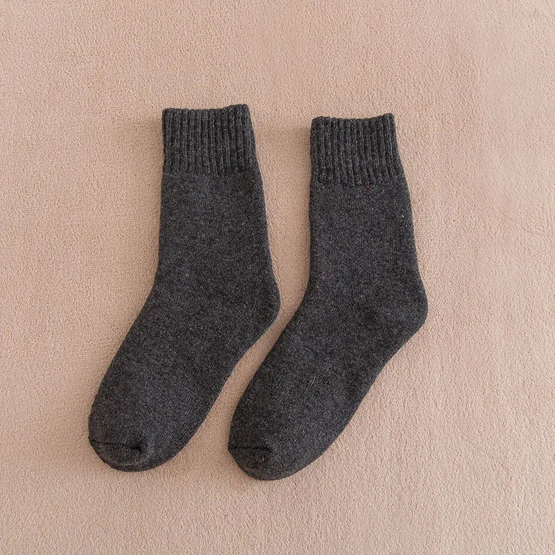 5 paar dikke, warme effen wollen sokken voor dames in de winter, harajuku, retro, koudebestendig, modieus en casual, kasjmier.