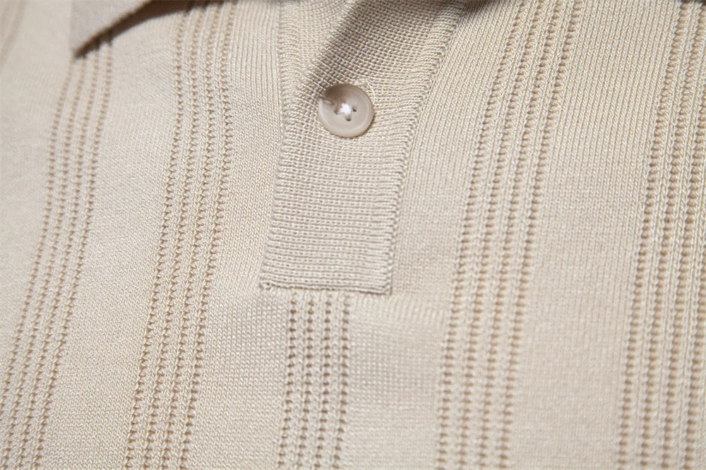 2024 Nieuw zomer geribbeld poloshirt voor heren, ademend en koel, merkkwaliteit heren poloshirts met textuur