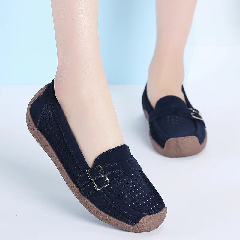 Women's Female Ladies Mother Shoes Sandals Platform Flats Slip On Hollow Summer Cool Moccasins Vulcanized Shoes 41 42