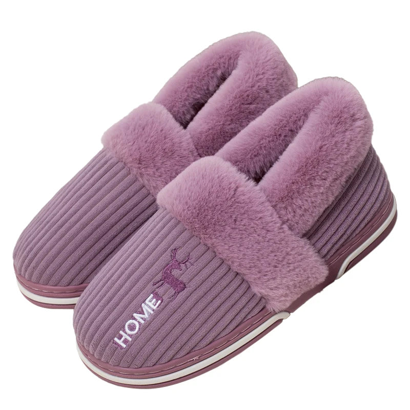 Unisex Warm Plush Winter Slippers Indoor Furry Fluffy Cotton Slides Suitable As Comfortable Home Bedroom Shoe For Men & Women