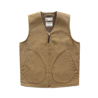 Winter New American Retro Thickened Velvet Naval N1 Deck Vest Men's Fashion 40% Cashmere Washed Casual Cargo Waistcoat