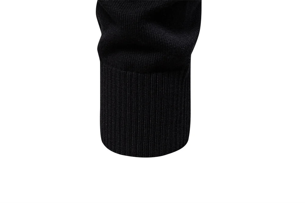 Men's Zipper Sweater Striped Design Knitted Warm Half-Zip Pullover Autumn Winter Outdoor Casual Men's Sweatshirt