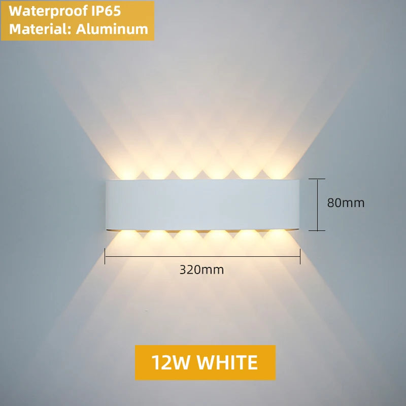 Aluminium binnenwandlamp, waterdichte IP65 LED-wandlamp, buitenverlichting voor in de tuin, slaapkamer, woonkamer, loft, decoratie, trapverlichting