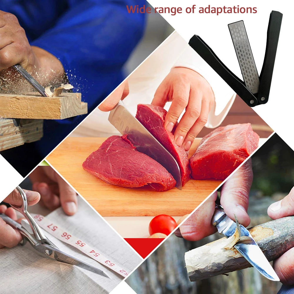 Diamond Knife Sharpener 400/600 Grit Double-Side Sharpening Stone for Knife Axe Drill Pocket Folding Knife Garden Tool Sharpener