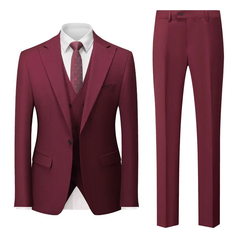 Men's Italian Business Gentleman Slim Suit, Groom Wedding Blazers, Italian Costume - Sizes M to 5XL
