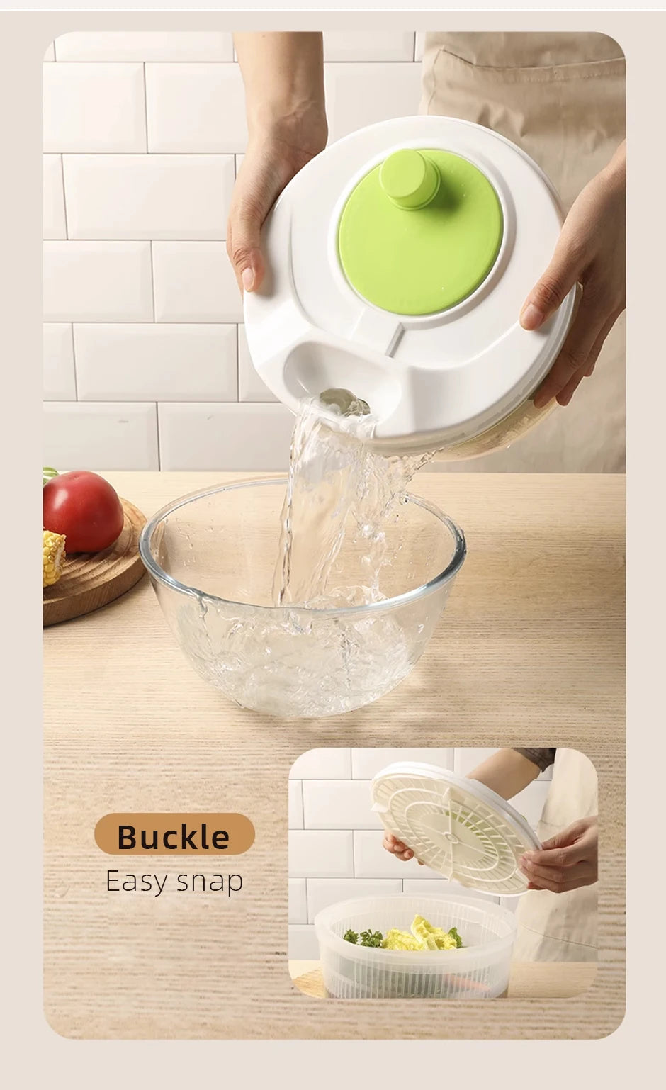 Salad Spinner Lettuce Greens Washer Dryer Drainer Crisper Strainer for Washing Drying Leafy Vegetables Kitchen Tools