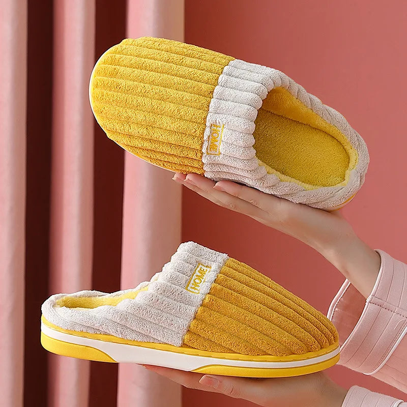 Unisex Fur Fluffy Indoor Slippers With Soft Comfy Furry Bedroom Slides and Non-Slip Plush Flat Cotton Shoes