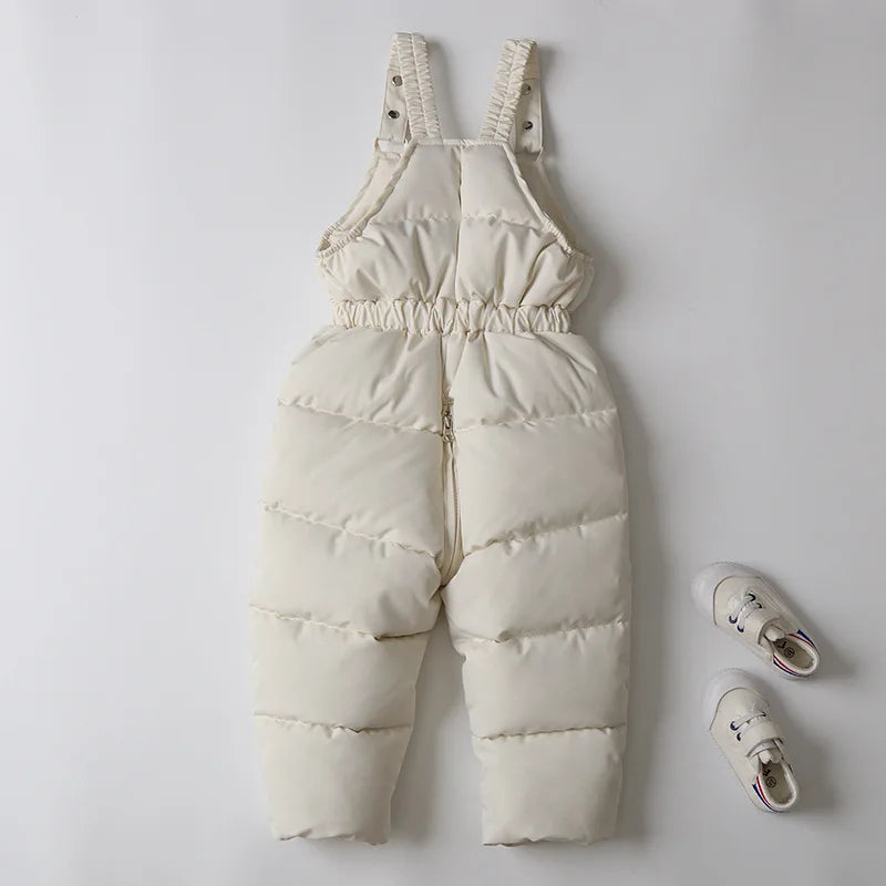 Unisex 2Pcs Winter Warm Children's Ski Clothes Set Thicken Fur Lining Hooded Coats & Overalls Set Snowsuit For Kids 2-5Y