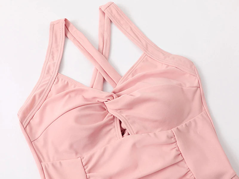 Schattige, zoete hangende nek badpak strand roeping hoge taille afslankend badpak nieuwe kleine borsten pure verlangen bloem badmode