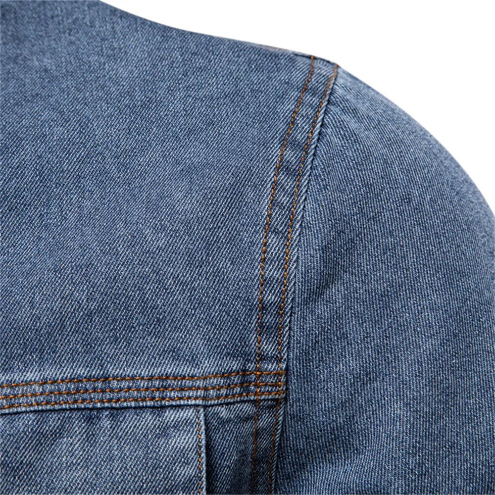 Men's 100% Cotton Denim Shirts Double Pocket Casual Cowboy Shirts Long Sleeve Autumn Jeans Shirts for Men