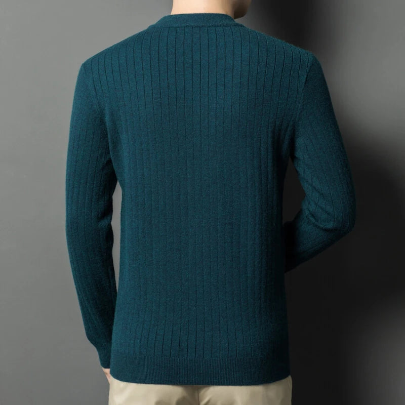 Men's Autumn and Winter Warm Turtleneck O-Neck Sweater, Thickened Slim-Fit Bottoming Shirt, Fine knitted Sweater Sizes M-4XL