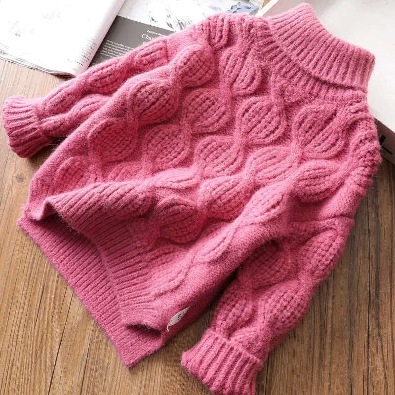Kids Sweaters Turtleneck Girls Boys Knitwear Children Pullover Warm Kids Base Tops 2-8Y Unisex