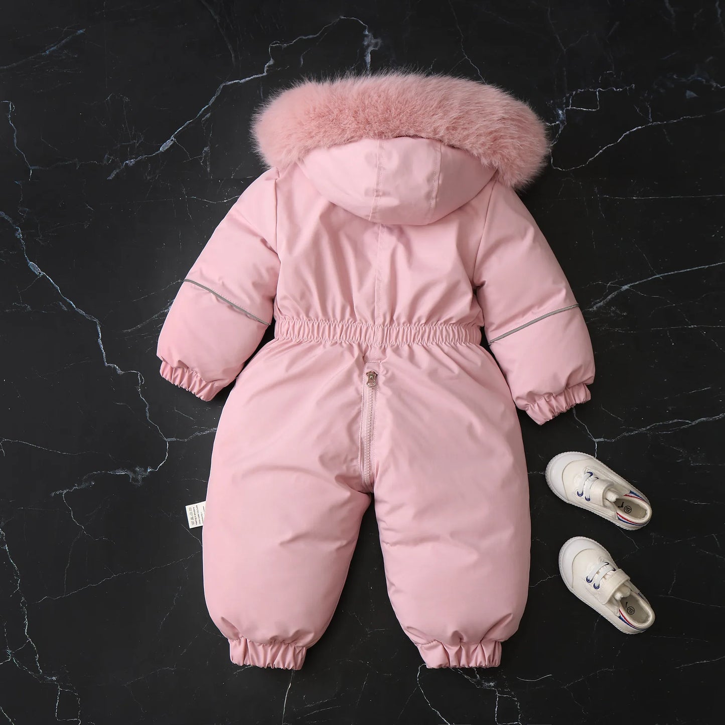 Unisex Children's Winter Warm Ski Suit Polar Fleece Lining Jumpsuit Waterproof Overalls Kid's Hooded Sportswear 1-5Y