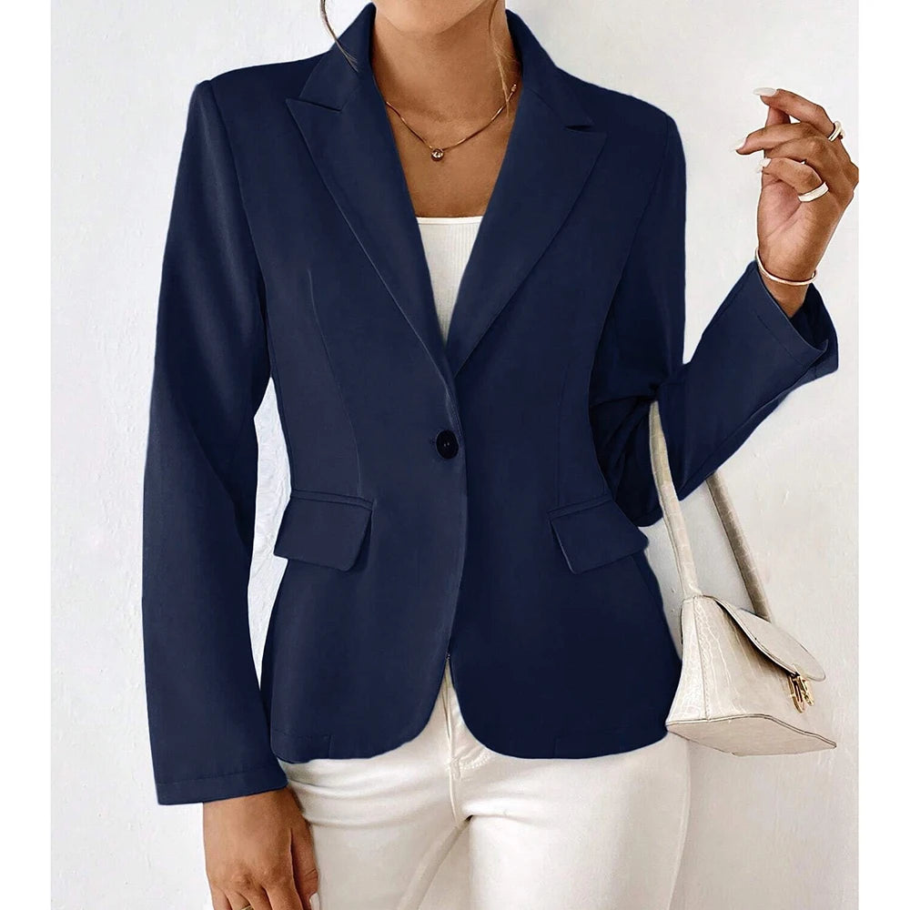 Damesblazers All Season Decent Plain Single Button Long Sleeve Revers Business Blazers
