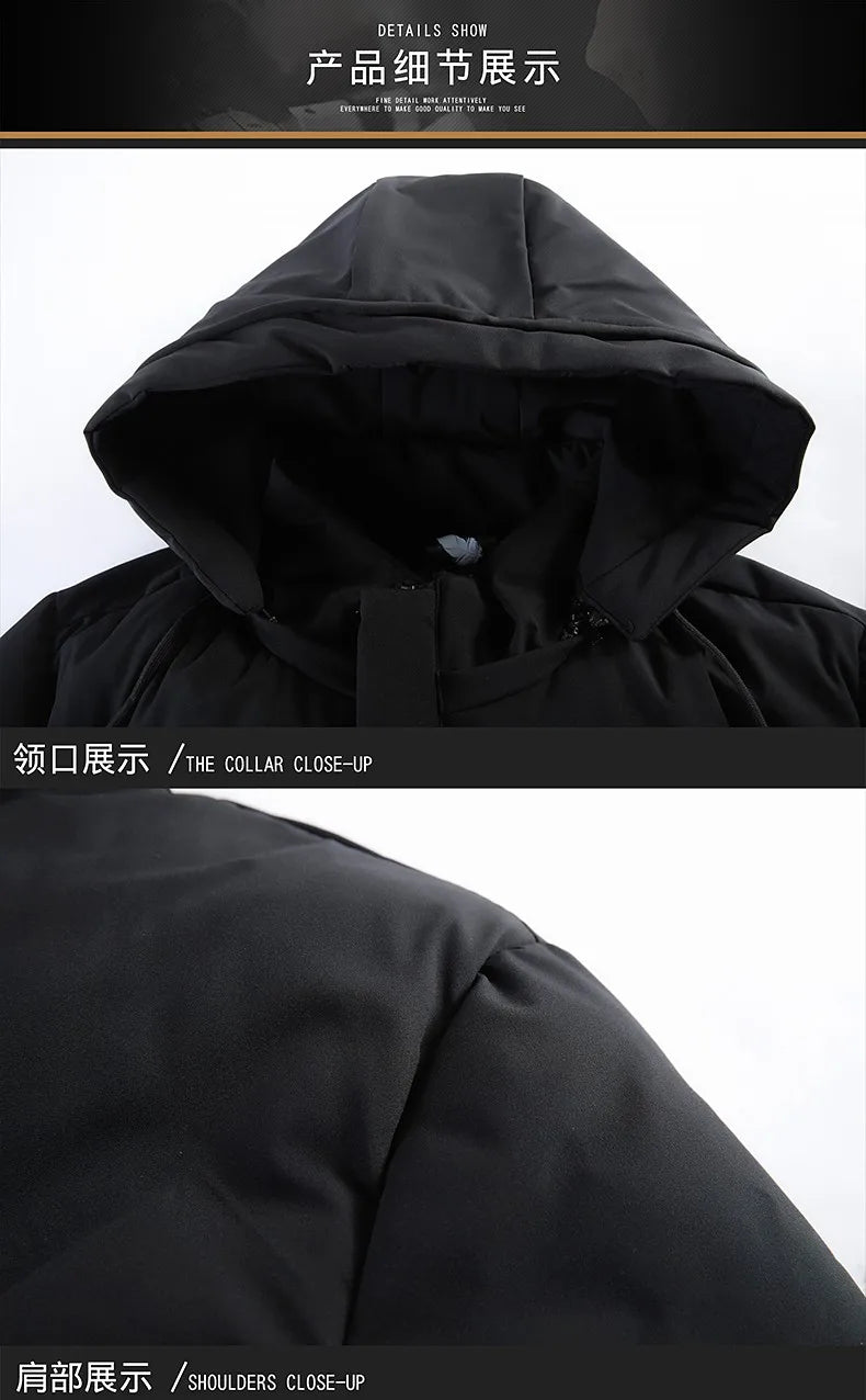 Men's Top Grade Designer Brand Parka Jacket, Thick Casual Fashion Windbreaker, Hooded Quilted Bubble Male Long Coats