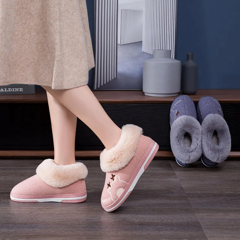Unisex Warm Plush Winter Slippers Indoor Furry Fluffy Cotton Slides Suitable As Comfortable Home Bedroom Shoe For Men & Women