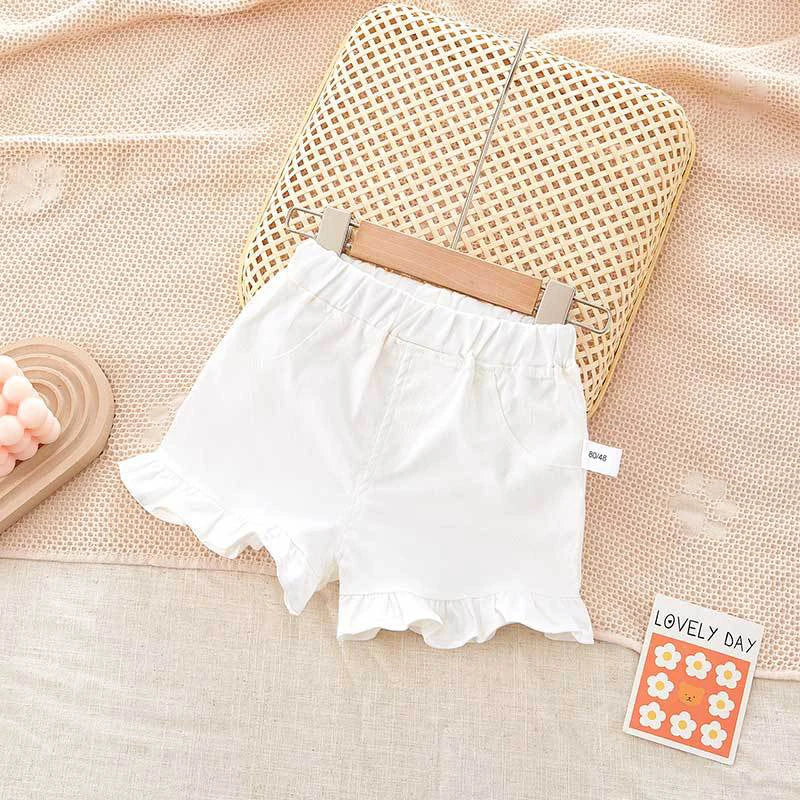 Summer Kid's Pants Fashion Girls New Denim Ruffle Shorts Children's Wear Teenage Girl Jeans 4-6Y